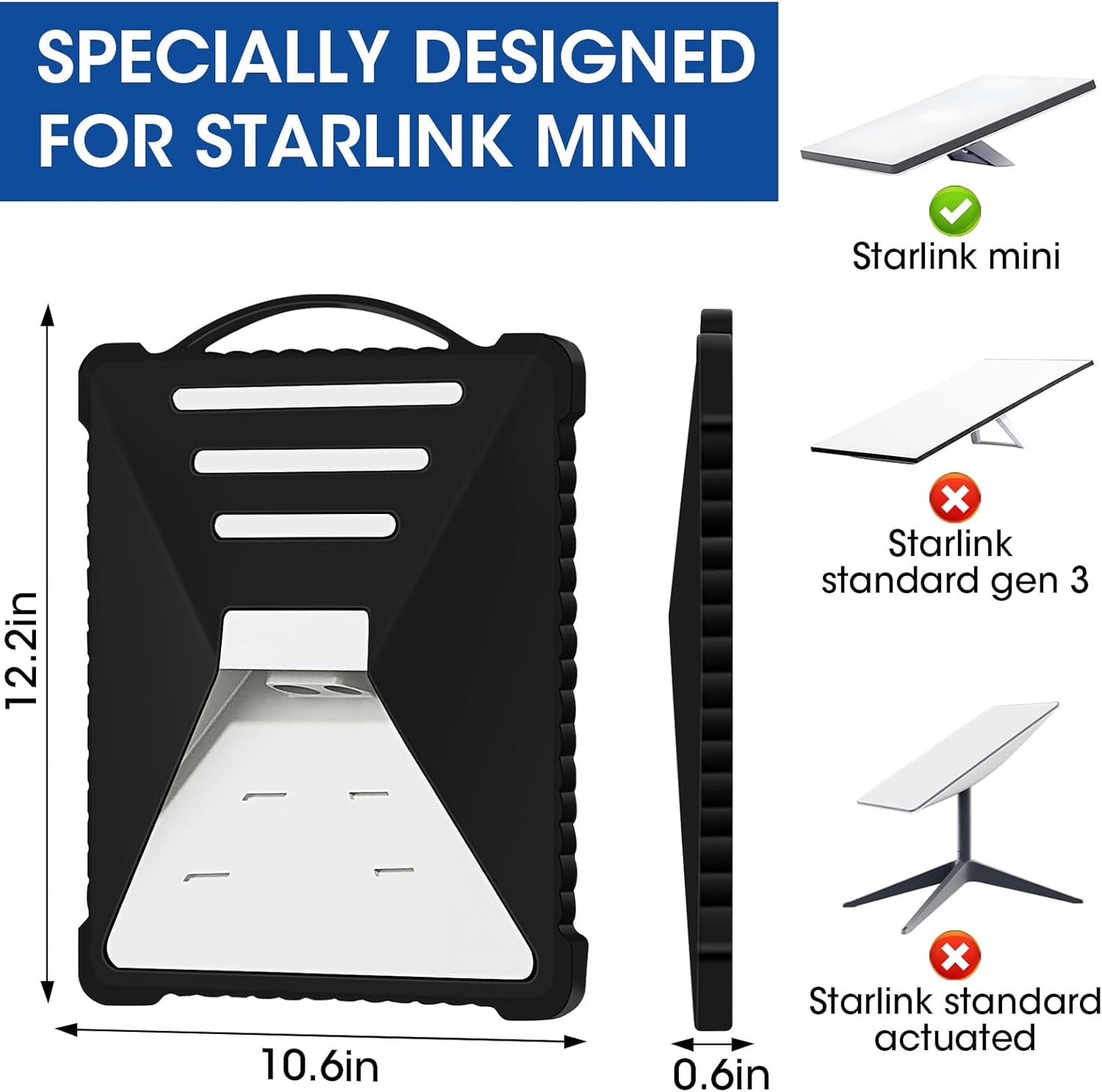 For Starlink Mini Case Cover, Liquid Silicone Protective Sleeve for Starlink Mini Satellite Dish Antenna Portable Full Protector Shell Accessories, Shock Resistant,Lightning-Proof (Black)