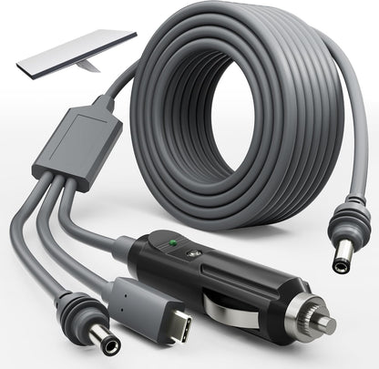 Starlink Mini 3 in 1 DC Power Cable 16.4FT, 100W+ USB C 12-24V Cigarette Lighter Plug and DC Male Power Cable Cord for Starlink Mini, Plug and Play Starlink Mini Accessories 5M