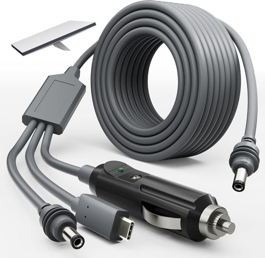 Starlink Mini 3 in 1 DC Power Cable 16.4FT, 100W+ USB C 12-24V Cigarette Lighter Plug and DC Male Power Cable Cord for Starlink Mini, Plug and Play Starlink Mini Accessories 5M
