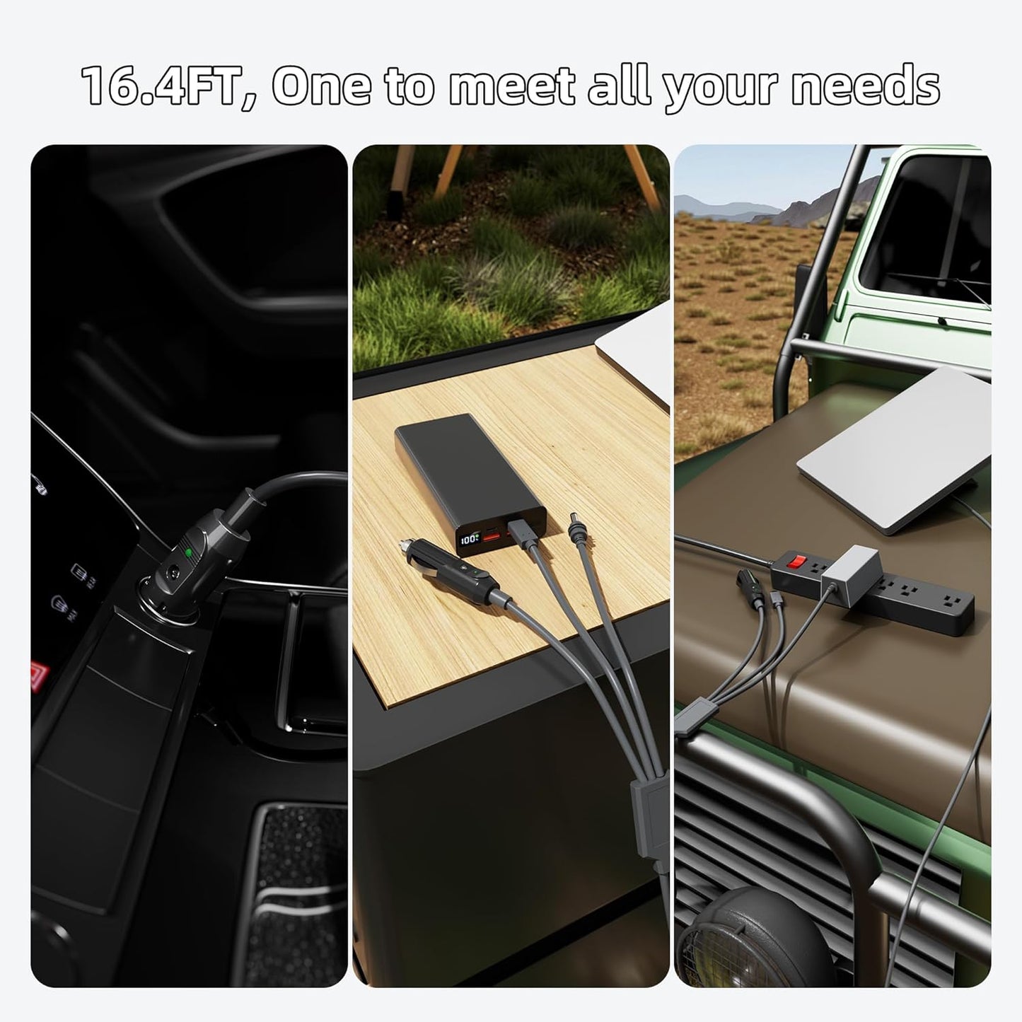 Starlink Mini 3 in 1 DC Power Cable 16.4FT, 100W+ USB C 12-24V Cigarette Lighter Plug and DC Male Power Cable Cord for Starlink Mini, Plug and Play Starlink Mini Accessories 5M