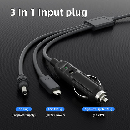 Starlink Mini 3 in 1 DC Power Cable 16.4FT, 100W+ USB C 12-24V Cigarette Lighter Plug and DC Male Power Cable Cord for Starlink Mini, Plug and Play Starlink Mini Accessories 5M