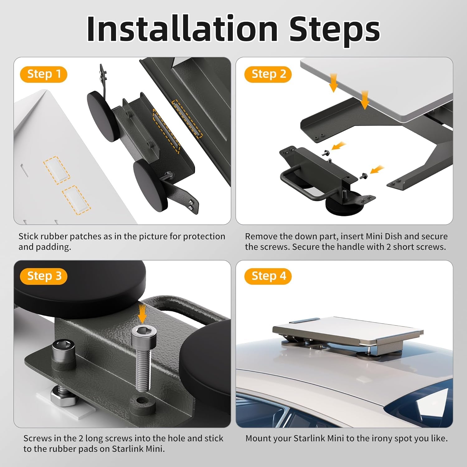 Starlink Mini Mount Magnetic Starlink Mini Car Mount Accessories Roof Mount Kit for Starlink Mini Dish Sunroof Mounting Kit with Handle for RV Truck Travel Trailer