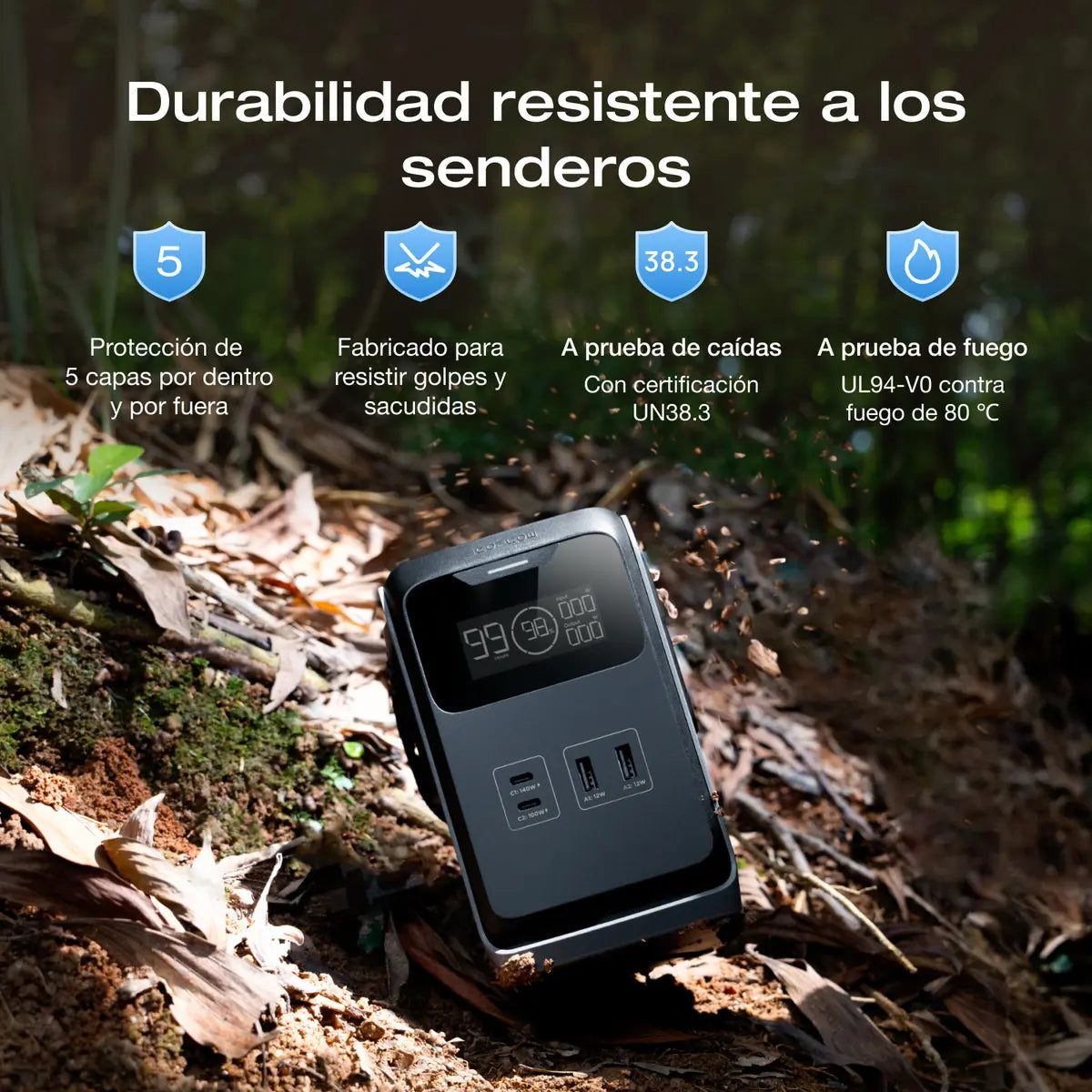 Ecoflow Trail 200DC – Estación de Energía Portátil 192Wh, 220W y 60000mAh
