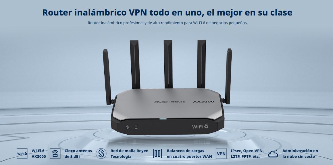 Ruijie RG-EG105GW-X – Router WiFi 6 AX3000 Empresarial con Ruijie Cloud